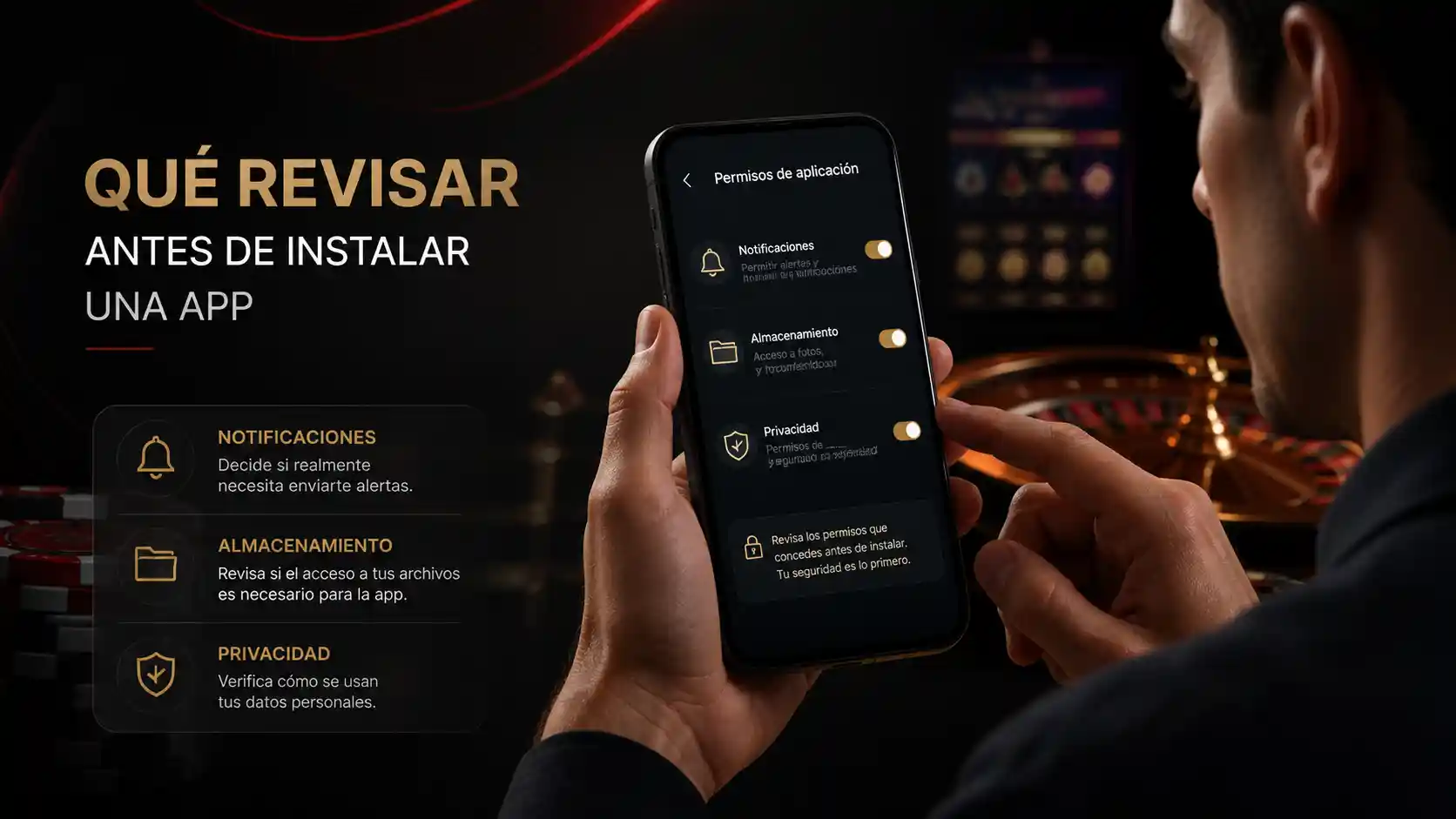 Pantalla de permisos y seguridad antes de instalar una aplicación de Yyds