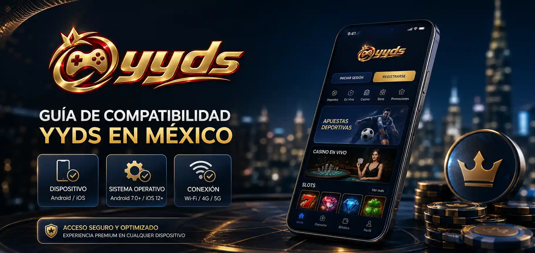 Teléfono móvil mostrando la comprobación de compatibilidad con Yyds