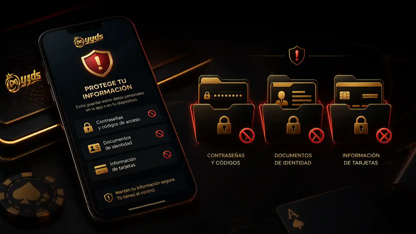 Protección de contraseñas, identificaciones y tarjetas en un celular