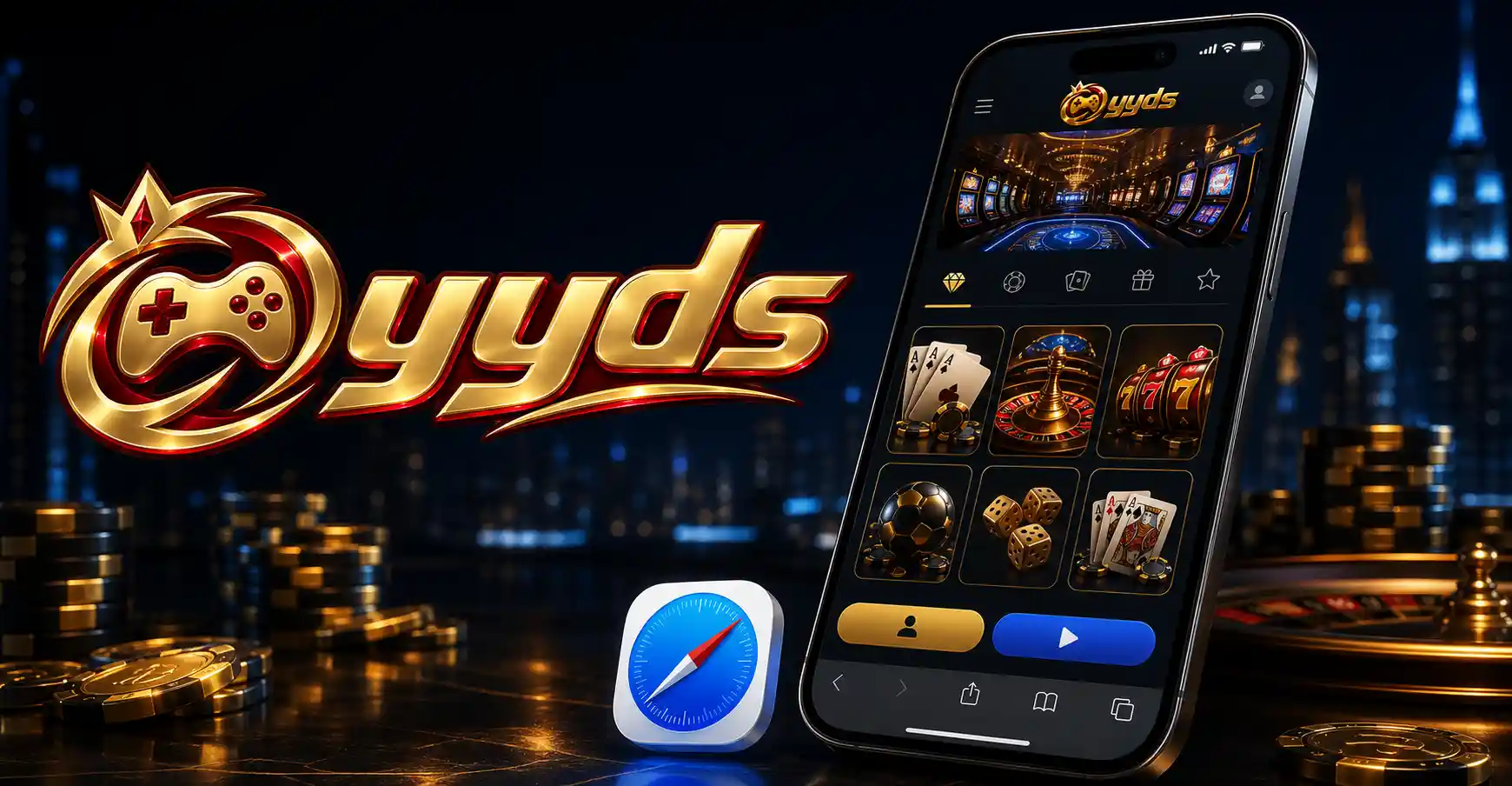 Safari en iPhone mostrando el acceso a juegos de casino de Yyds