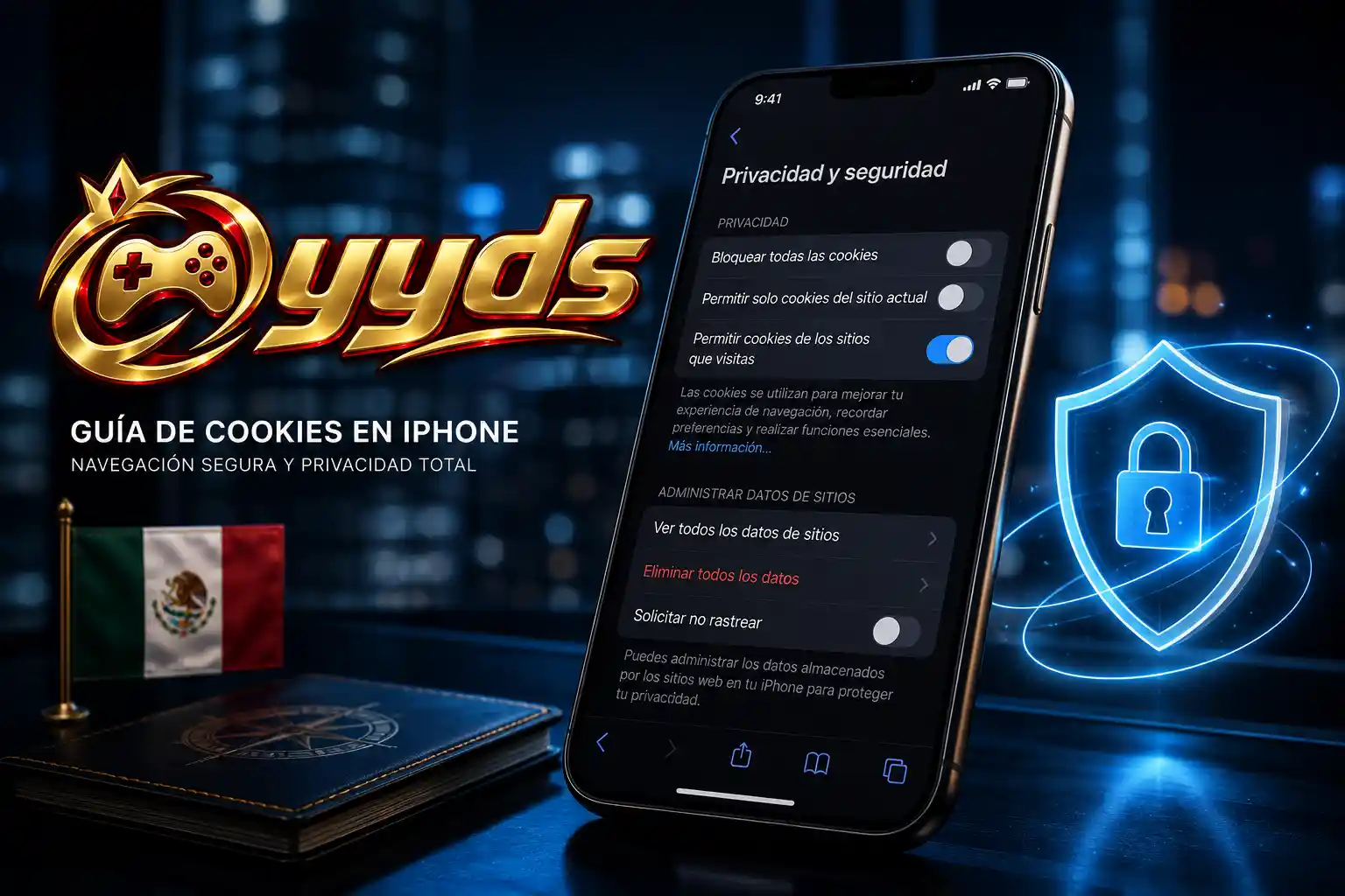 Ajustes de privacidad y cookies del navegador en un iPhone